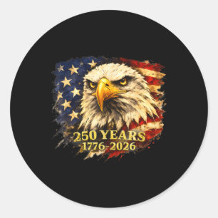 Pegatina Redonda 250 años 1776 2026 Águila vintage 250 aniversario