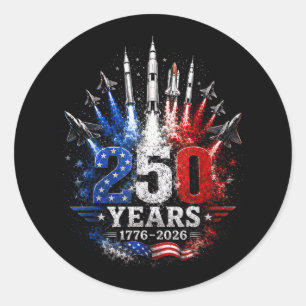 Pegatina Redonda 250 Años 1776–2026 Celebración Patriótica en el Ci