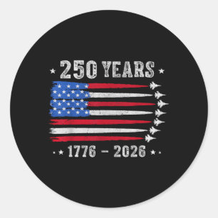 Pegatina Redonda 250 años 1776 2026 Cumpleaños USA para hombres muj