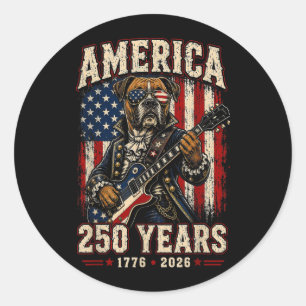 Pegatina Redonda 250 Años Aamerica Boxer Patriótico Usa 4 De
