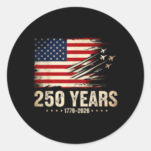 Pegatina Redonda 250 Años América 1776 2026 Cazas 250º