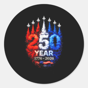 Pegatina Redonda 250 años americano 1776 2026 250º USA Patriótico 4