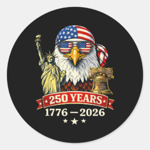 Pegatina Redonda 250 años americano 1776-2026 250 cumpleaños 250º