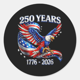 Pegatina Redonda 250 años americano 1776 2026 250 cumpleaños USA