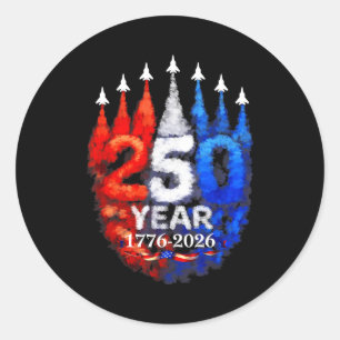 Pegatina Redonda 250 años americano 1776 2026 250 cumpleaños usa 4t