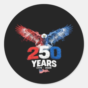 Pegatina Redonda 250 años americano 1776 2026 250 cumpleaños USA Pa