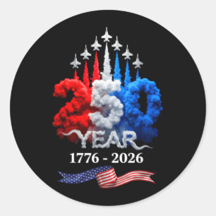 Pegatina Redonda 250 años americano 1776 2026 cumpleaños 250 4 de