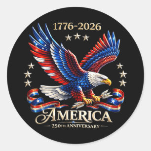 Pegatina Redonda 250 años americano 250 aniversario 4 de julio