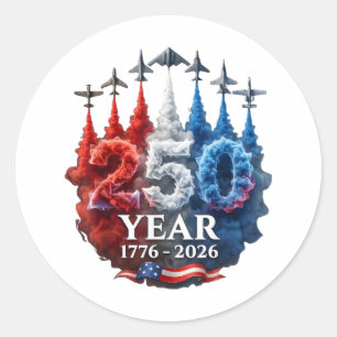 Pegatina Redonda 250 Años Americano 250 Aniversario USA Patriótico 