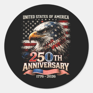 Pegatina Redonda 250 Años Americano USA Patriótico Hombres Mujeres