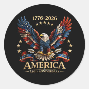 Pegatina Redonda 250 años Aniversario Águila Americana 1776-2026