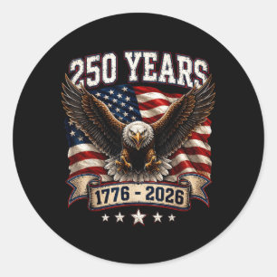 Pegatina Redonda 250 Años Aniversario Americano 1776 2026