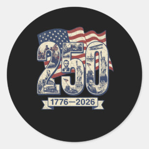 Pegatina Redonda 250 años Aniversario de Estados Unidos Merch 4 de