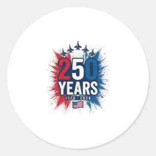 Pegatina Redonda 250 Años Aniversario Jets Patrióticos Diseño Vecto