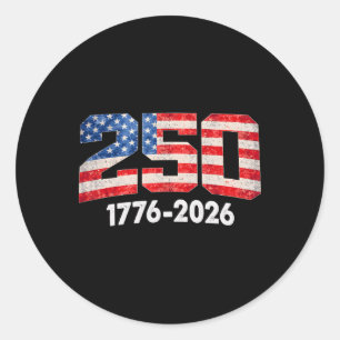 Pegatina Redonda 250 años Bandera Americana 1776-2026 250 Aniversar