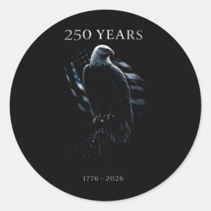 Pegatina Redonda 250 Años Bandera Americana 250 Aniversario Usa 4º