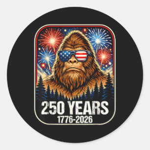 Pegatina Redonda 250 años Bigfoot Patriótico 1776-2026 250º