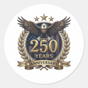 Pegatina Redonda 250 Años de Aniversario de la Independencia Americ