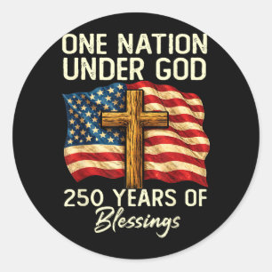 Pegatina Redonda 250 años de bendición nación cristiana EE. UU. 250