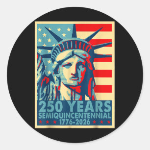 Pegatina Redonda 250 Años De Independencia De Estados Unidos 4 De J
