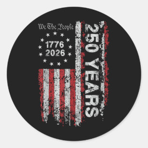 Pegatina Redonda 250 Años De Independencia De Estados Unidos 4 De J