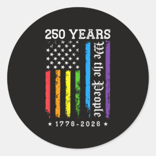 Pegatina Redonda 250 años de la bandera del orgullo LGBT de EE. UU.
