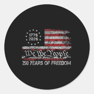 Pegatina Redonda 250 Años De Libertad 1776 2026 Bandera De EEUU Cum