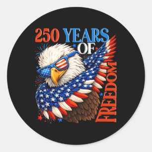 Pegatina Redonda 250 Años De Libertad 1776 2026 Patriótico Ld Eagle