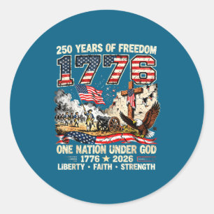 Pegatina Redonda 250 años de libertad 1776 una nación bajo dios ee.