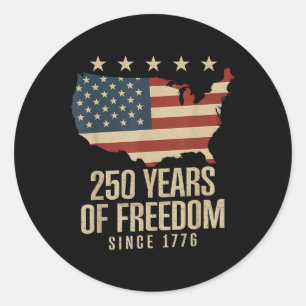 Pegatina Redonda 250 años de libertad 250 cumpleaños bandera estado