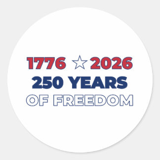 Pegatina Redonda 250 Años de Libertad América 1776 2026 Patriótico