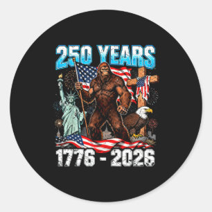 Pegatina Redonda 250 años usa 1776 2026 patriótico libertad bigfoot