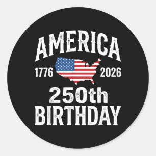 Pegatina Redonda 250 cumpleaños 250 años Americano 1776 2026 EE. UU