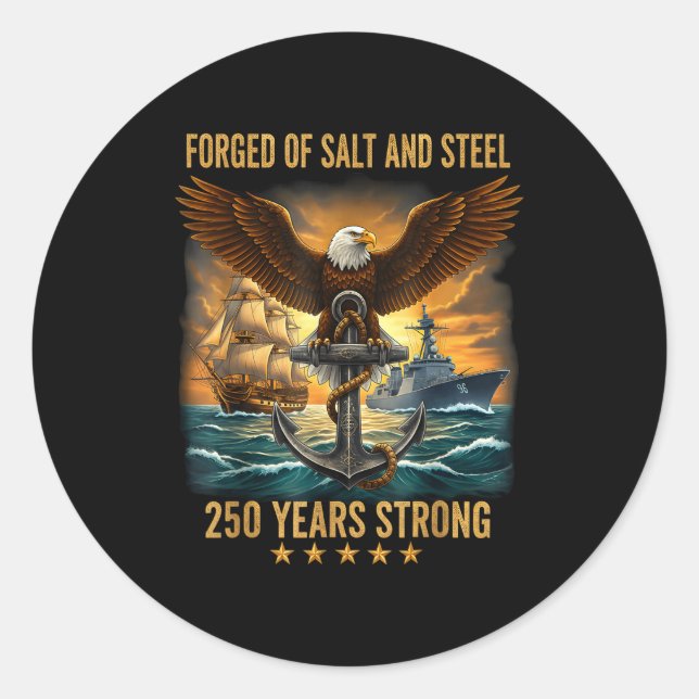 Pegatina Redonda 250 Years 1776-2026 250th Birthday Eagle Patriotic (Anverso)