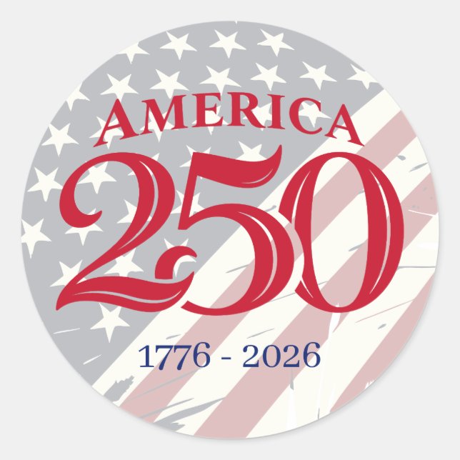Pegatina Redonda 250 Years of American Independence Patriotic  (Anverso)