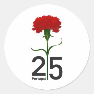Pegatina Redonda 25 de abril, la Revolución de los Claveles, Portug