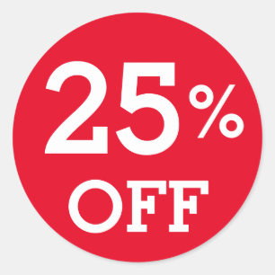 Pegatina Redonda 25% veinticinco% descuento OFF