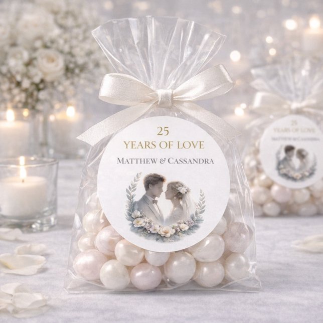 Pegatina Redonda 25th Wedding Anniversary Heirloom Celebration (Subido por el creador)