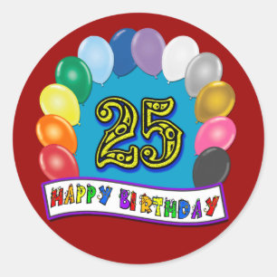 Pegatina Redonda 25to Regalos de cumpleaños con diseño clasificad