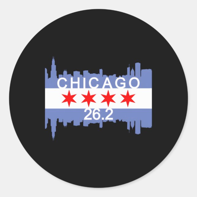 Pegatina Redonda 262 Mile Marathon Runner Chicago Running (Anverso)
