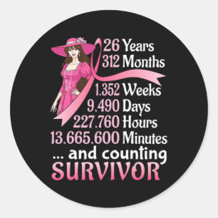 Pegatina Redonda 26 Años 312 Meses Y Recuento De Cáncer De Mama Sur