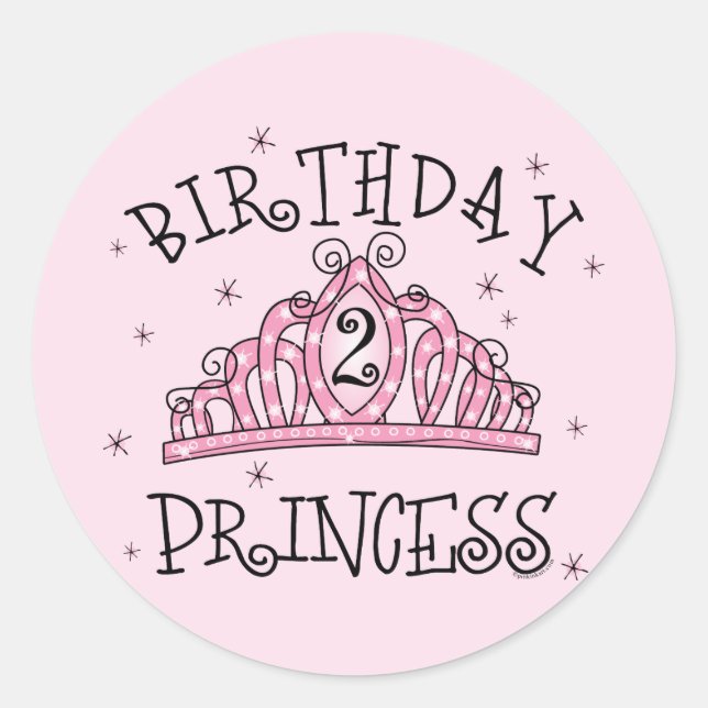 Pegatina Redonda 2.º cumpleaños de la Princesa Tiara (Anverso)