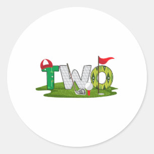Pegatina Redonda 2.º tema del golf de cumpleaños 2 años parte del d
