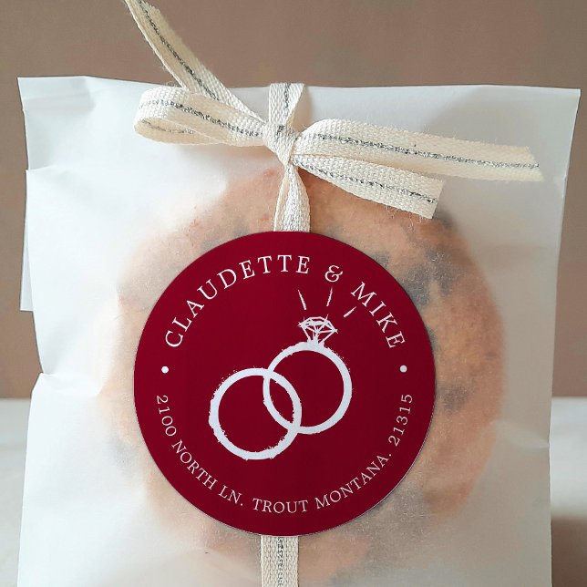 Pegatina Redonda 2 anillos | Boda Mínimo de Vino de Borgoña (Subido por el creador)