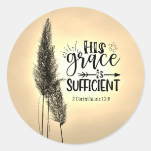 Pegatina Redonda 2 Corintios 12:9 Su gracia es suficiente