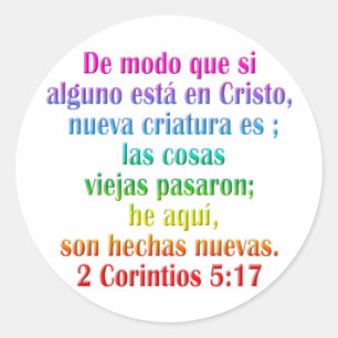 Pegatina Redonda 2 Corintios 5:17 Español