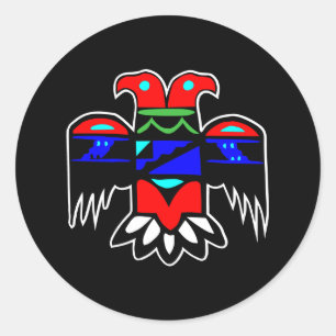 Pegatina Redonda 2 Head Thunderbird Black