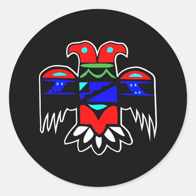 Pegatina Redonda 2 Head Thunderbird Black (Anverso)