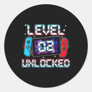 Pegatina Redonda 2 Jugadores desbloqueados 2º cumpleaños Regalo Vid