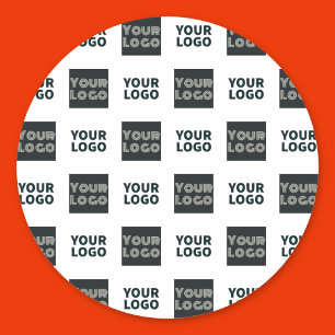 Pegatina Redonda 2 Logotipo de repetición simple Blanco